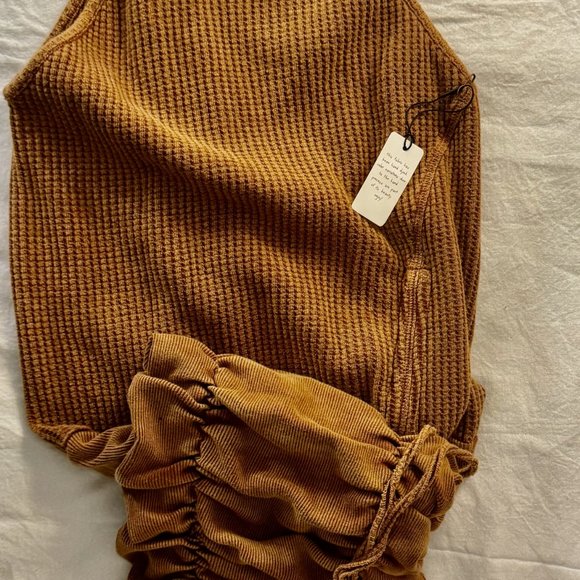 Free People, Katya Thermal Mini Bodycon Dress, XS, Color: GOLDEN YELLOW, NWT/NEW - Picture 9 of 9